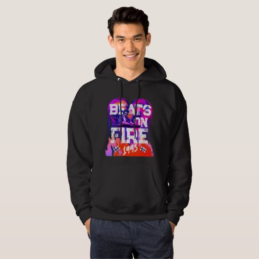 90'S HIPHOP BEATS ON FIRE DJ GRAPHIC HOODIE (Voorkant volledig)
