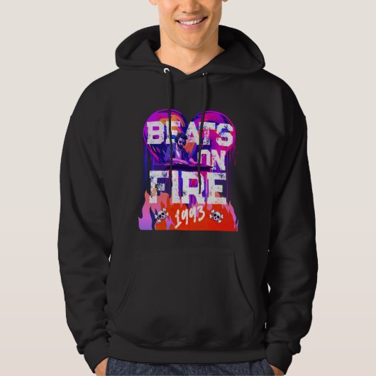90'S HIPHOP BEATS ON FIRE DJ GRAPHIC HOODIE (Voorkant)