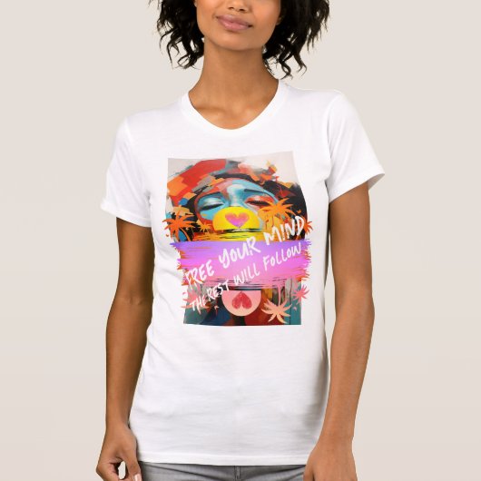 90'S HIPHOP R&B FREE YOUR MIND ABSTRACT GRAPHIC T-SHIRT (Voorkant)