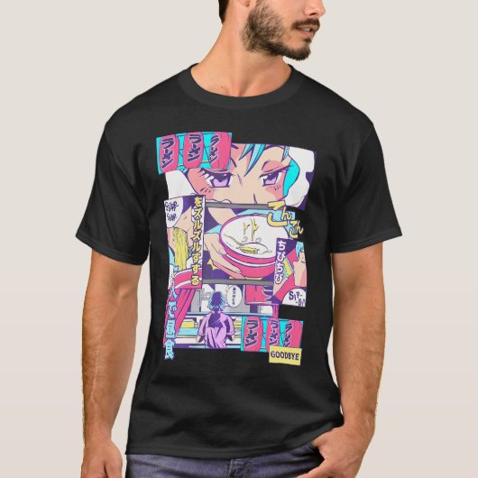 90S Japans Kawaii Ramen Anime Manga Meisje T-shirt (Voorkant)