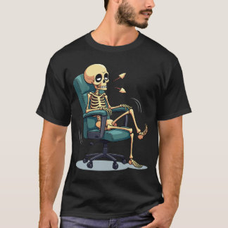 90s Kantoor Skeleton – Grappige Retro Cartoon voor T-shirt