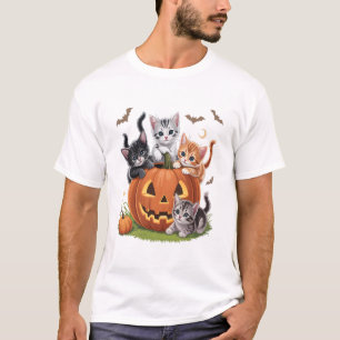 90s Kattenpomp Halloween Bloemige Griezelige Seizo T-shirt
