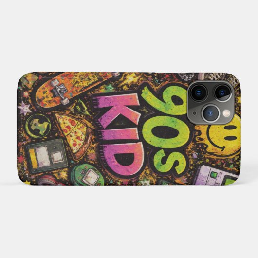 90s Kids Grunge Seamless Pattern: Pizza, Skeletons Case-Mate iPhone Case (Achterkant (horizontaal))