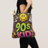 90s Kids Grunge Seamless Pattern: Pizza, Skeletons Tote Bag (Dichtbij)