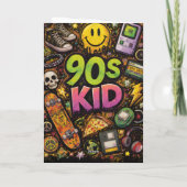 90s Kids Retro Pizza Fun Pattern Kaart (Achterkant)