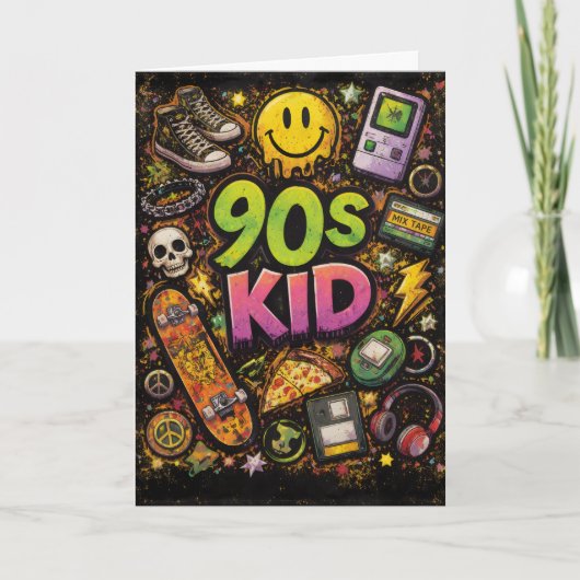90s Kids Retro Pizza Fun Pattern Kaart (Voorkant)