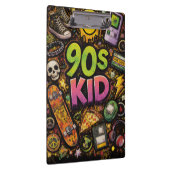 90s Kids Retro Pizza Smiley Face Flower Design Klembord (Rechts)