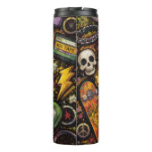 90s Kids Retro Pizza Smiley Face Flower Design Thermosbeker (Achterkant)