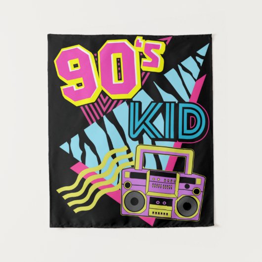 90's Kind Boombox 1990 Nostalgia 80s Wandkleed (Voorkant)