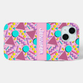 90s Kind Roze Retro Geometrisch Gepersonaliseerd Case-Mate iPhone Case (Achterkant (horizontaal))