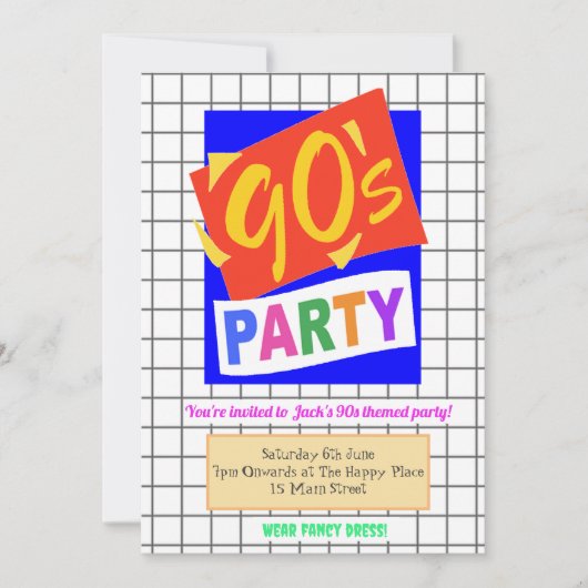 90's Kind thema uitnodiging (Voorkant)