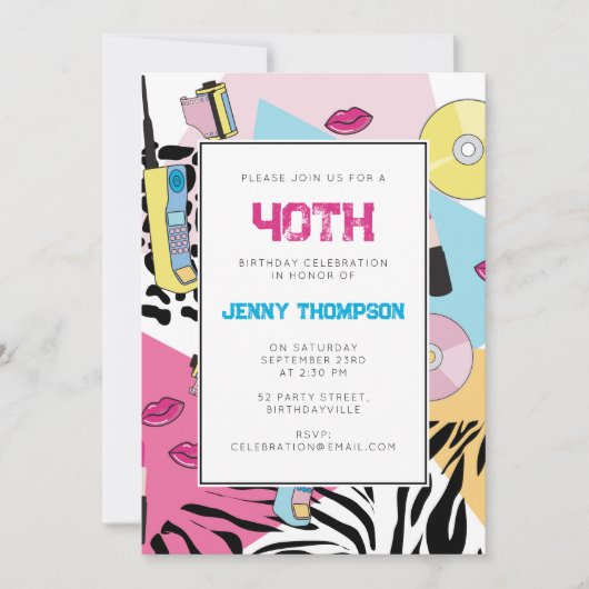 90's Kleurrijke Retro 1990's Verjaardagsfeest Nine Kaart (Voorkant)