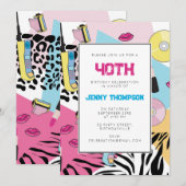 90's Kleurrijke Retro 1990's Verjaardagsfeest Nine Kaart (Voorkant / Achterkant)