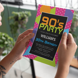 90's Kleurrijke Verjaardagsuitnodiging Kaart