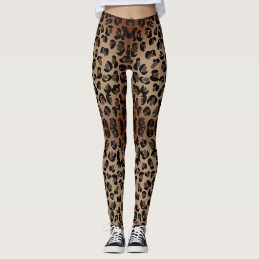 90s Leopard Safari Print Leggings (Voorkant)