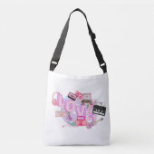 90s Love Vibes Tote Bag – Retro Pink Music & Tech (Voorkant)