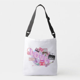 90s Love Vibes Tote Bag – Retro Pink Music & Tech 