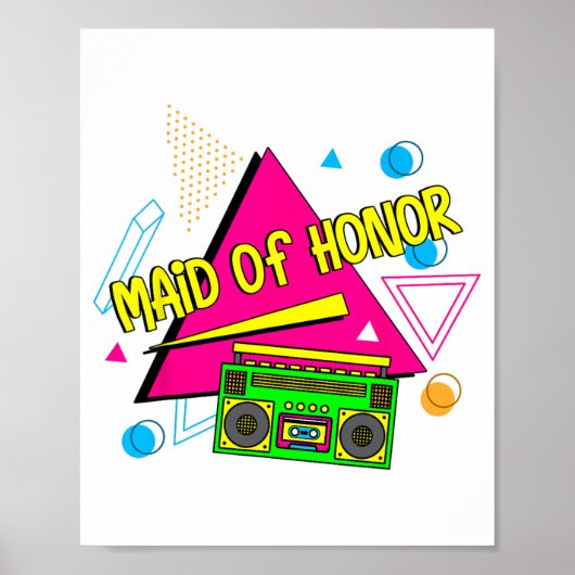 90s Maid Of Honor Bruidsmeisje Bride Squad Retro B Poster (Voorkant)