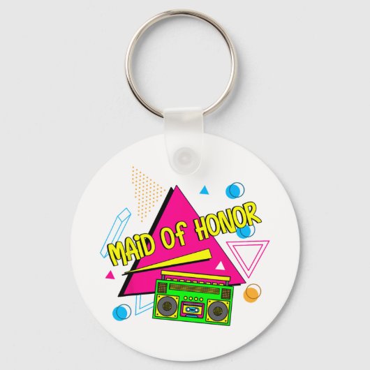 90s Maid Of Honor Bruidsmeisje Bride Squad Retro B Sleutelhanger (Voorkant)