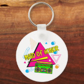 90s Maid Of Honor Bruidsmeisje Bride Squad Retro B Sleutelhanger (Voorkant)