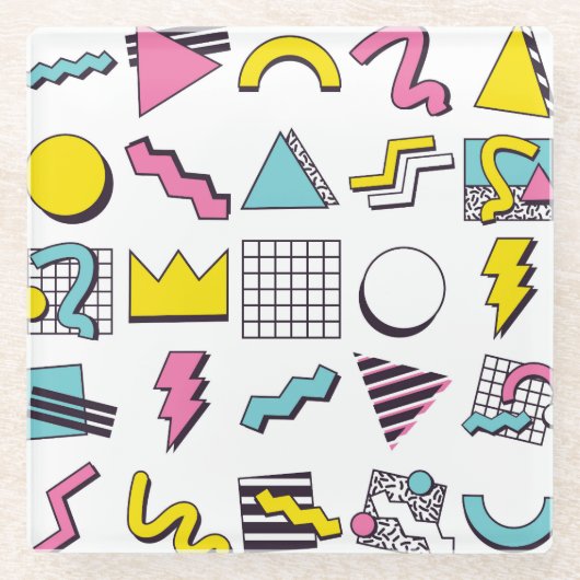 90's Memphis: Pop Design Elements. Glazen Onderzetter (Voorkant)