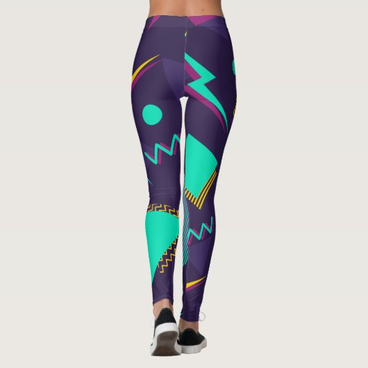 90s Memphis-Stijl Patroon Leggings (Achterkant)