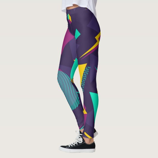  90s Memphis-Stijl Patroon Leggings (Links)