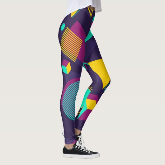  90s Memphis-Stijl Patroon Leggings (Rechts)