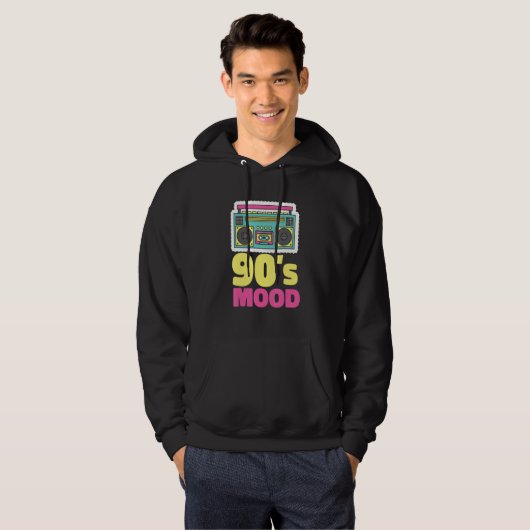 90's Mood Cassette Tape Boombox Nineties Music Ret Hoodie (Voorkant volledig)