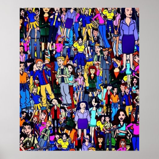 90s MTV Daria personages collage Poster (Voorkant)