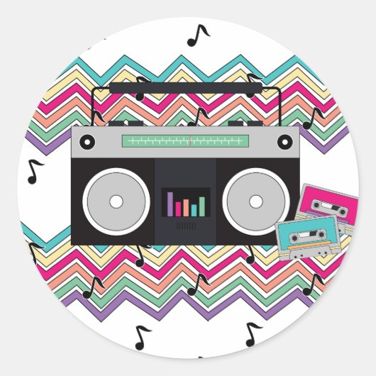 90's Muziek Thema Verjaardagsfeestje Stickers (Voorkant)