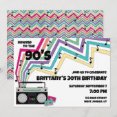 90's Muziek Thema Verjaardagsfeestuitnodiging Kaart (Voorkant / Achterkant)