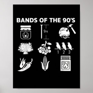 90s Muziekbands Iconen Pop Cultuur Funny Retro Gra Poster