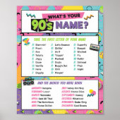 90s Naam Spel Party Teken Memphis Patroon Poster (Voorkant)