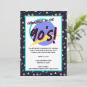 90s Navy + CMYK Retro geometrisch vloerkleedpatroo Kaart (Staand voorkant)