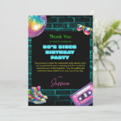 90s Neon Disco Verjaardag Bedankkaart (Staand voorkant)
