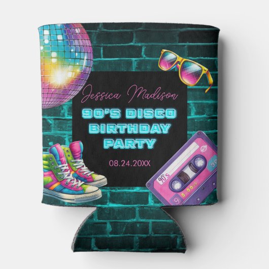 90s Neon Disco Verjaardag Blikjeskoeler (Achterkant)