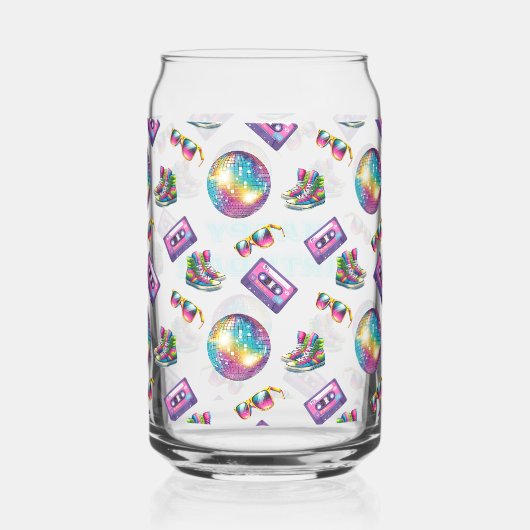 90s Neon Disco Verjaardag Blikvorm Glas (Achterkant)