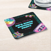 90s Neon Disco Verjaardag Kartonnen Onderzetters (Schuin)