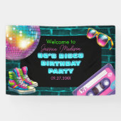 90s Neon Disco Verjaardag Spandoek (Horizontaal)