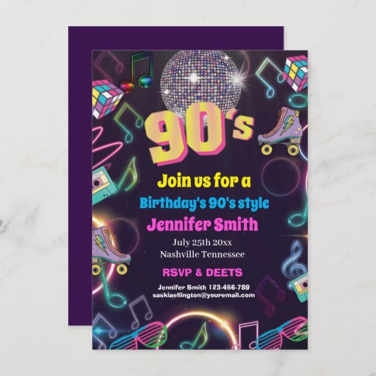 90's Neon Disco Vibes Retro Stijl Kaart (Voorkant / Achterkant)