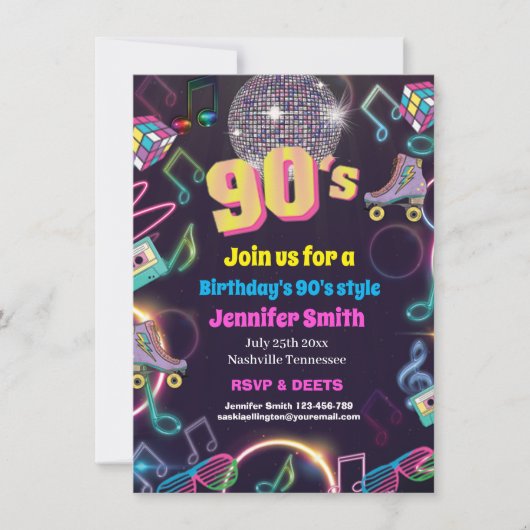 90's Neon Disco Vibes Retro Stijl Kaart (Voorkant)