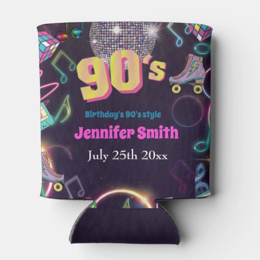 90's Neon Disco Vibes Retro Style Blikjeskoeler (Achterkant)