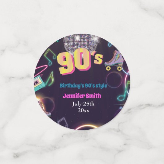 90's Neon Disco Vibes Retro Style Confetti (Kleine voorkant)