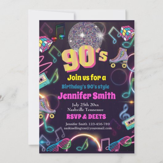 90's Neon Disco Vibes Retro Style Kaart (Voorkant)