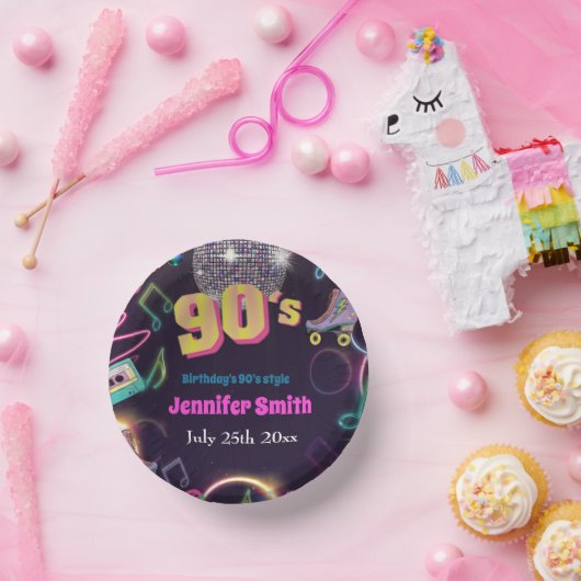 90's Neon Disco Vibes Retro Style Papieren Kommen (Feest)