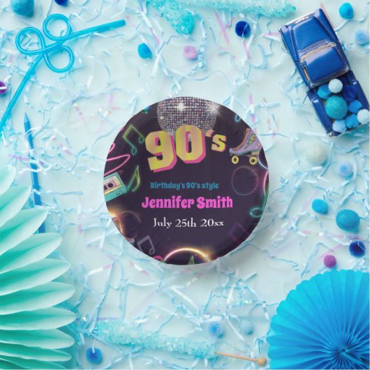 90's Neon Disco Vibes Retro Style Papieren Kommen (Feest)