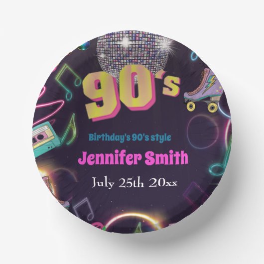 90's Neon Disco Vibes Retro Style Papieren Kommen (Voorkant)