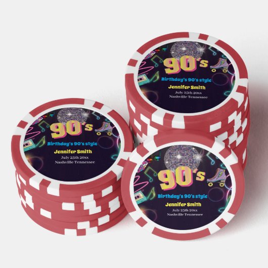 90's Neon Disco Vibes Retro Style Poker Chips (Opstapeling)