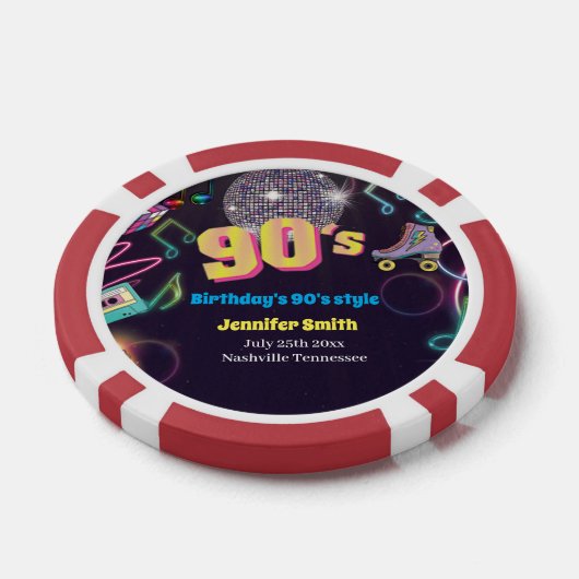 90's Neon Disco Vibes Retro Style Poker Chips (Enkel)
